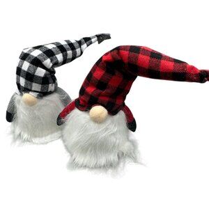 Bebekula Wedish Christmas Red & White Plaid Gnomes Set of 2 16" Tall READ